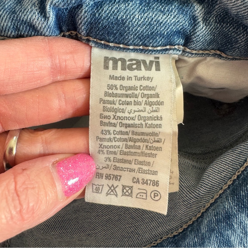 Mavi High Rise Straight Leg Jeans Raw Hem Organic Cotton Stretch 30 x 30 $128 - Picture 7 of 13